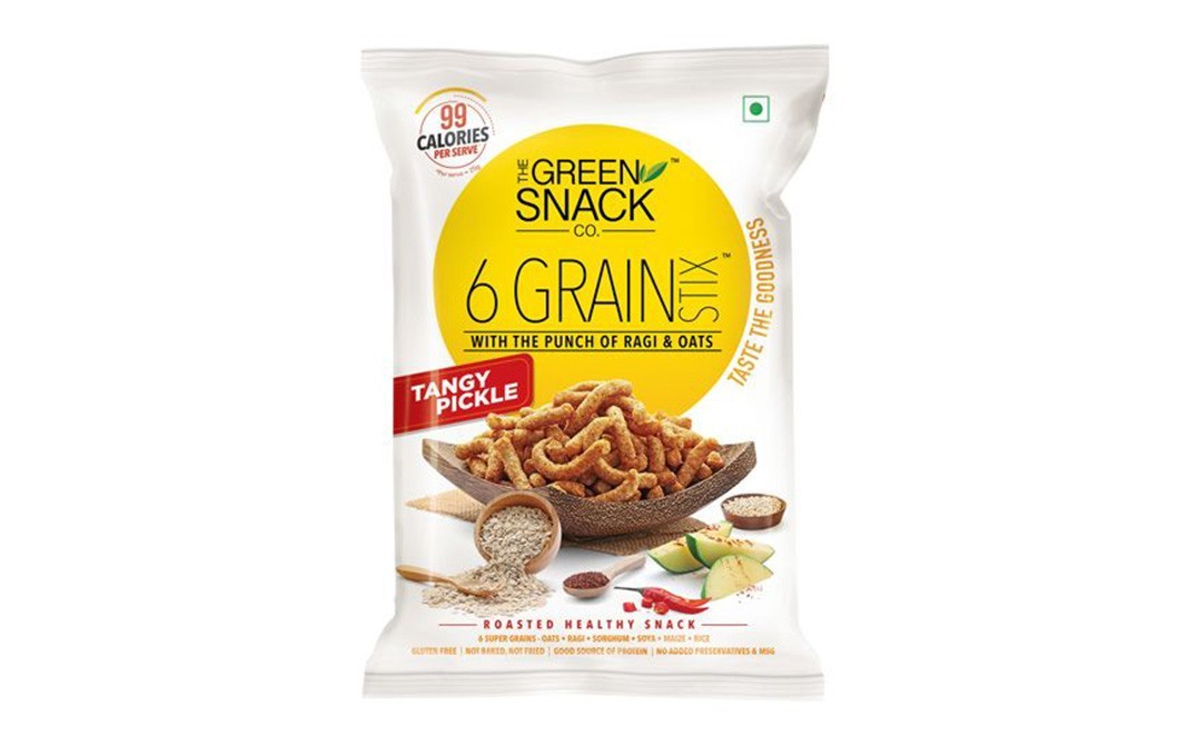 The Green Snack Co 6 Grain Stix, Tangy Pickle    Pack  85 grams
